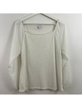 J. Crew White Polka Dot Long Sleeve Shirt Women's Size S